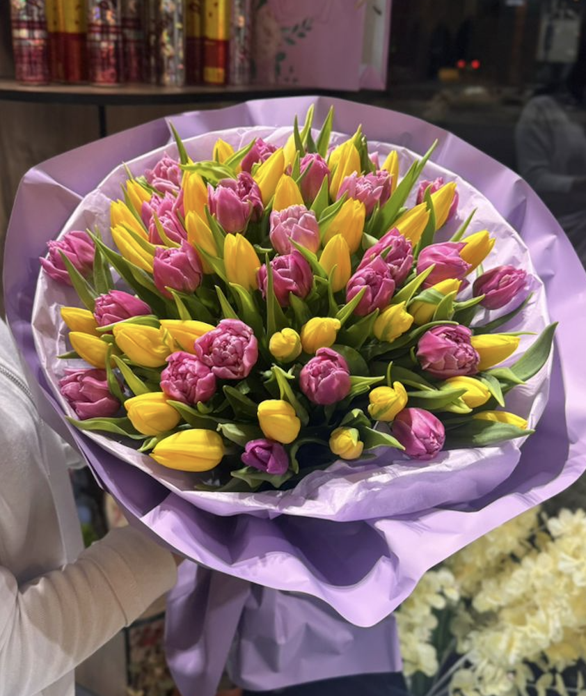 Букет тюльпанов — 51 шт 60см